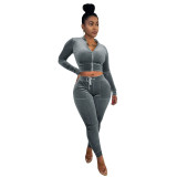 YD8652   Two piece set with exposed waist and no down velvet