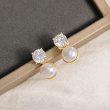 Freshwater Pearl Love Butterfly Zircon Earnail Electroplating S925 Silver Needle
