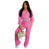 YD8791-F1   Two piece set of open waisted cardigan without down fabric