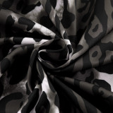 Leopard print imitation silk pajamas long sleeved pants