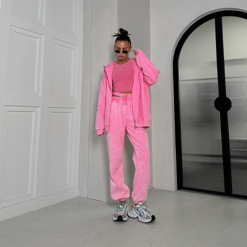 Long hooded sweatshirt casual pants women's two-piece set