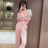 Pink sports and leisure suit hooded sweatshirt two-piece set