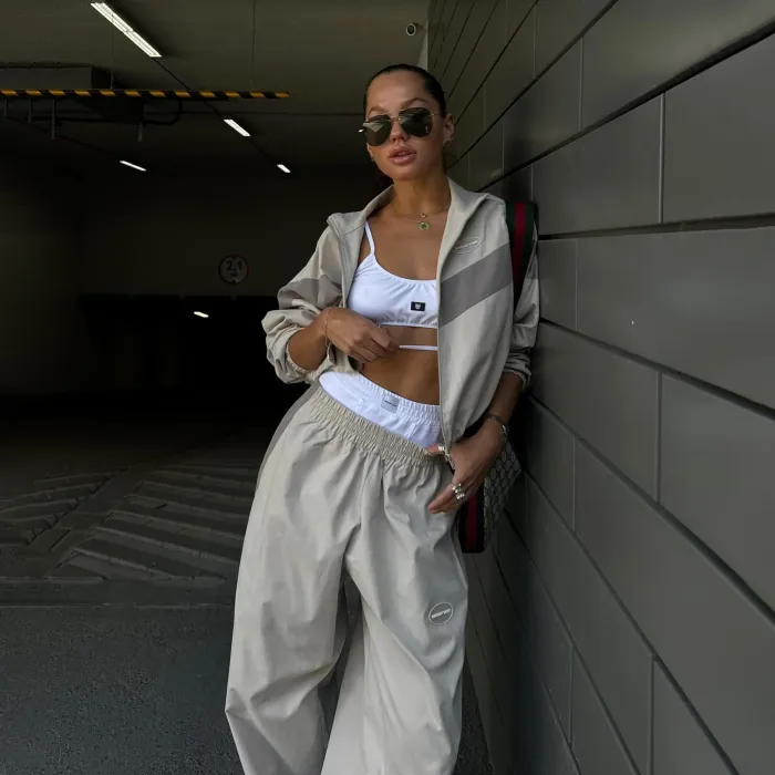 Long sleeved sports cardigan and long pants two-piece set