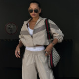 Long sleeved sports cardigan and long pants two-piece set