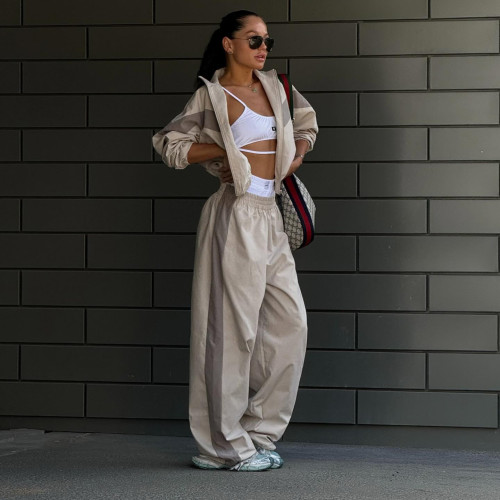 Long sleeved sports cardigan and long pants two-piece set