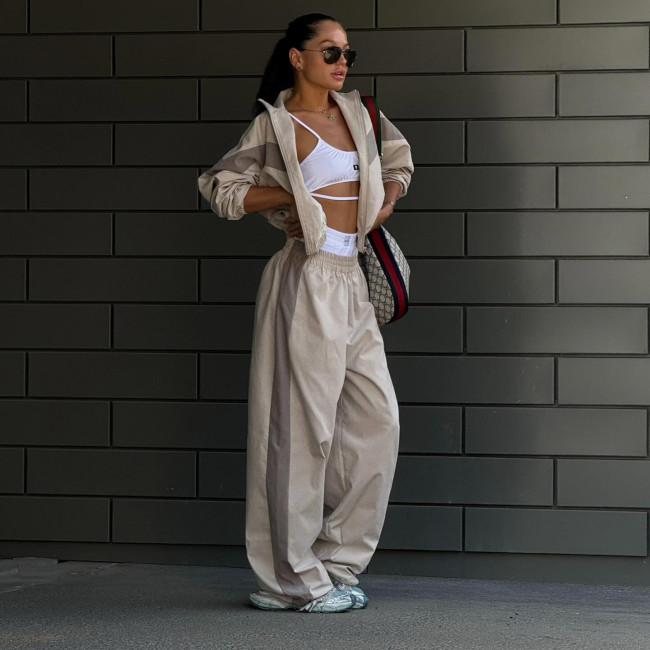 Long sleeved sports cardigan and long pants two-piece set