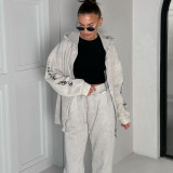Long hooded sweatshirt casual pants women's two-piece set