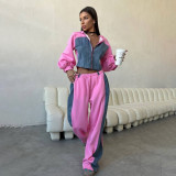 Short zipper jacket and pants set