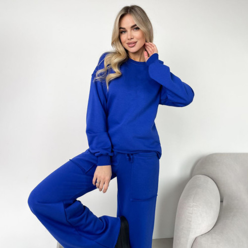 Sweatshirt set with fashionable drape and large pockets, comfortable two-piece sweatshirt set