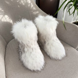 Imitation raccoon fur grass plush snow boots with warm and fluffy toe caps