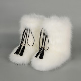 Warm and plush midsole snow boots imitating raccoon, fox fur, and fur boots