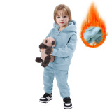 Children's sweatshirt sports suit with plush warm long sleeved pants two-piece set