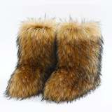 High quality hairy boots for women in winter plus size-Normal quality