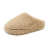 Thick soled woolen slippers with anti slip and plush on the outside