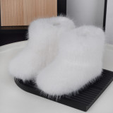 Plush children's mid length snow boots with fuzzy fur