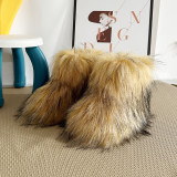 Plush children's mid length snow boots with fuzzy fur