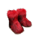Imitation raccoon fur grass plush snow boots with warm and fluffy toe caps