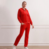 Zipper long sleeved sports suit for women