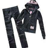 Velvet hoodie set with blue letters for women