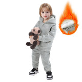 Children's sweatshirt sports suit with plush warm long sleeved pants two-piece set
