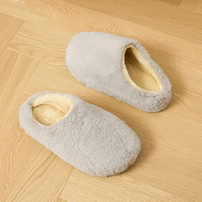 Thick soled woolen slippers with anti slip and plush on the outside