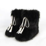 Warm and plush midsole snow boots imitating raccoon, fox fur, and fur boots