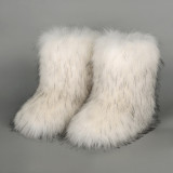 High quality hairy boots for women in winter plus size-High quality