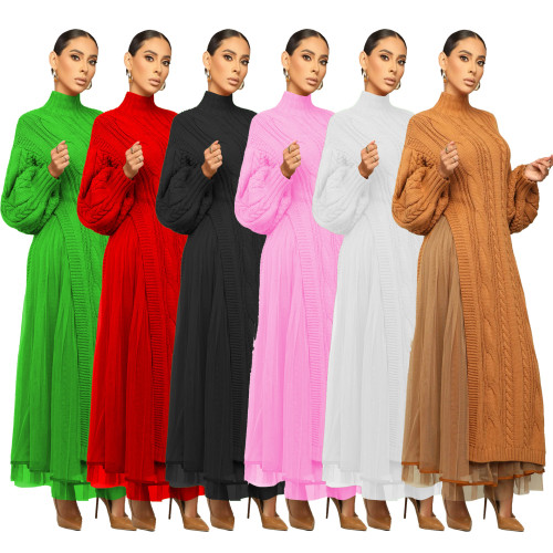 TS1290 Women's Casual Mesh Knitted Skirt