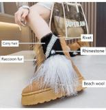 High heeled thick soled hairy boots with plush snow boots