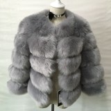 Imitation fox fur coat women's short length long sleeved