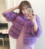 Imitation fox fur coat women's short length long sleeved