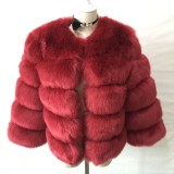 Imitation fox fur coat women's short length long sleeved