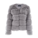 Imitation fox fur coat women's short length long sleeved