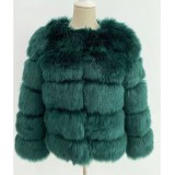 Imitation fox fur coat women's short length long sleeved