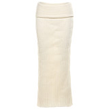 One shoulder long sleeved loose and versatile solid color knitted sweater for women