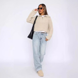 Knitted sweater long sleeved short sweater