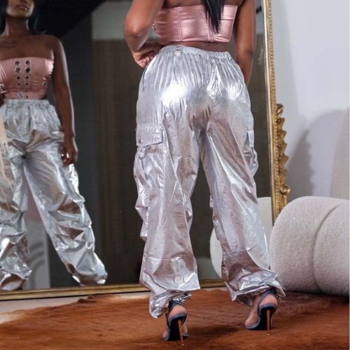 Casual pants solid color three-dimensional pocket pleated workwear pants