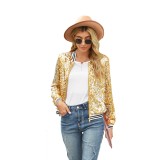 9381 sequined long sleeved women's coat