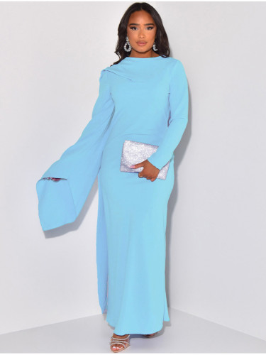 L0405   Loose solid color casual long dress