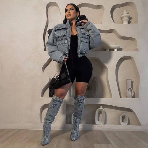 Multi pocket denim cotton jacket jacket