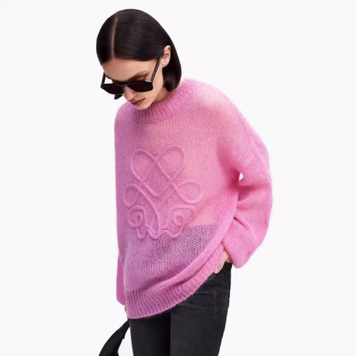 Sweater long sleeved round neck loose knit sweater top