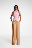 Loose and slimming collar design straight leg wide leg pants