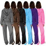YM-018-E5   Hooded zipper sweatshirt pants two-piece set