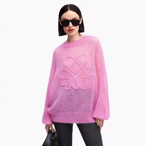 Sweater long sleeved round neck loose knit sweater top