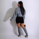 Multi pocket denim cotton jacket jacket