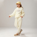 Children's hooded and plush casual hoodie set