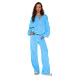 YM-018-E5   Hooded zipper sweatshirt pants two-piece set