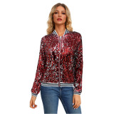 9381 sequined long sleeved women's coat