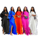 C6951 women's feather V-neck one size fits all dress long skirt