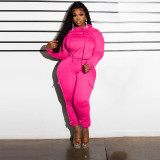 Y2621 flannel hooded sweatshirt, work pants, casual two-piece set